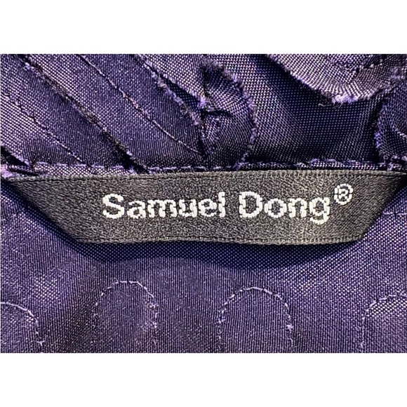 Samuel Dong Purple Ribbon Textured Designer Blazer Jacket Womens Large‎ - Picture 3 of 6